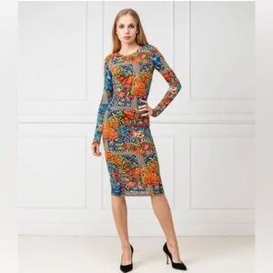 Versace Jeans Couture Multicolor Floral Print Long Sleeve Maxi Dress. Size XS.